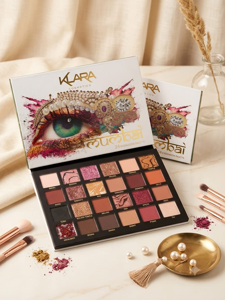 Klara Cosmetics Mumbai 24-Shade Eyeshadow Palette (make-up)