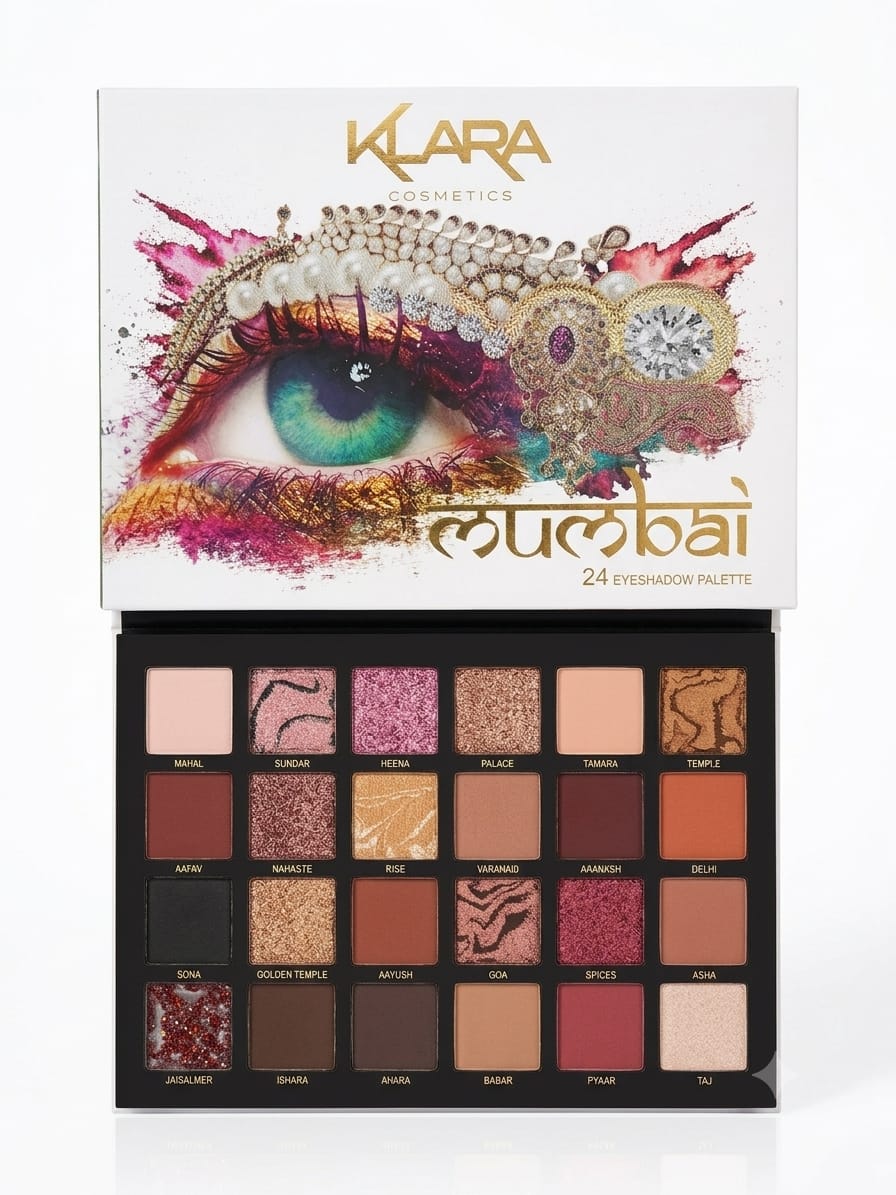 Klara Cosmetics Mumbai 24-Shade Eyeshadow Palette (make-up)